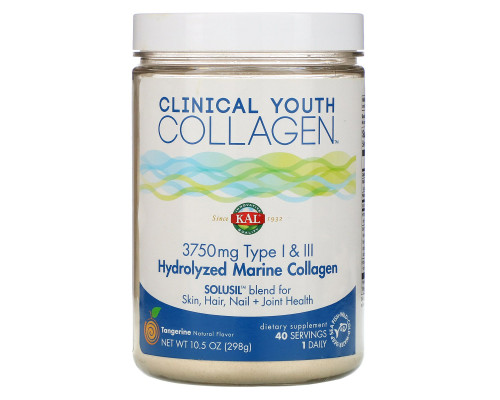 KAL, Hydrolyzed Marine Collagen, Type I & III, Tangerine Dream Powder , 5000 mg , 10.5 oz (298 g) KAL, Hydrolyzed Marine Collagen, Type I & III, Tangerine Dream Powder , 5000 mg , 10.5 oz (298 g)