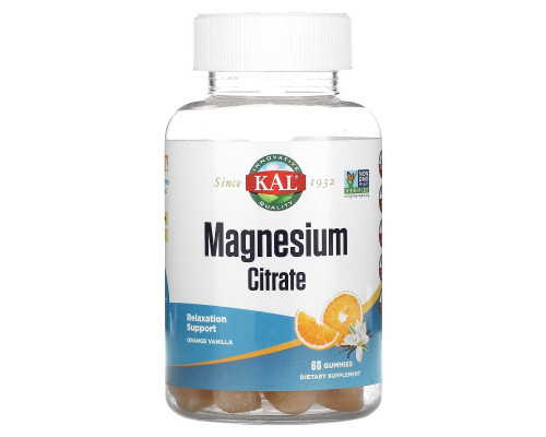 KAL, Magnesium Citrate, Orange Vanilla, 60 Gummies KAL, Magnesium Citrate, Orange Vanilla, 60 Gummies