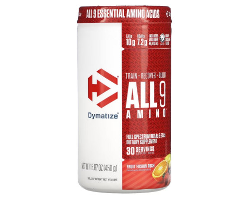 Dymatize Nutrition, All 9 Amino, фруктовый вкус, 15,87 (450 г) Dymatize Nutrition, All 9 Amino, фруктовый вкус, 15,87 (450 г)