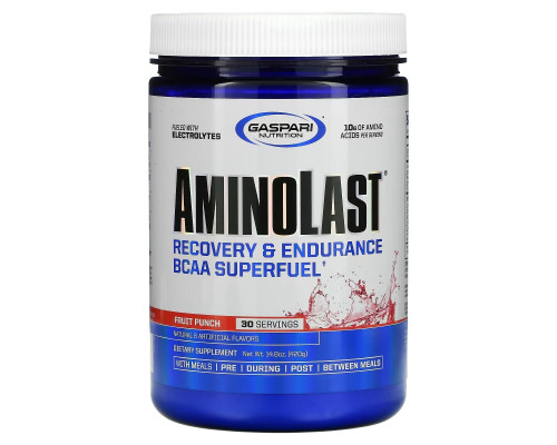 Gaspari Nutrition, Aminolast, Recovery & Endurance BCAA Superfuel, Fruit Punch, 14.8 oz (420 g) Gaspari Nutrition, Aminolast, Recovery & Endurance BCAA Superfuel, Fruit Punch, 14.8 oz (420 g)