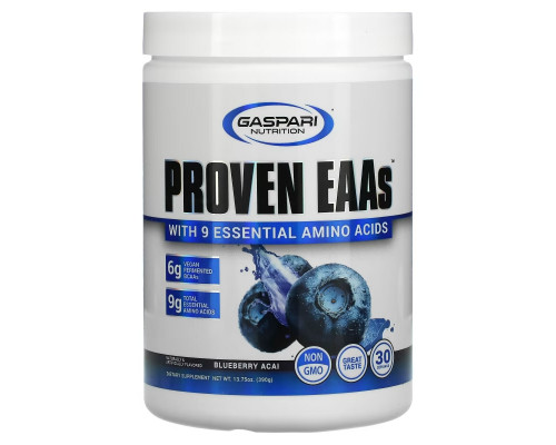 Gaspari Nutrition, Proven EAAs with 9 Essential Amino Acids, Blueberry Acai, 13.75 oz (390 g) Gaspari Nutrition, Proven EAAs with 9 Essential Amino Acids, Blueberry Acai, 13.75 oz (390 g)
