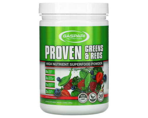 Gaspari Nutrition, Proven Greens & Reds, суперфуд в порошке с высоким содержанием питательных веществ, с натуральным вкусом, 360 г (12,69 унции) Gaspari Nutrition, Proven Greens & Reds, суперфуд в порошке с высоким содержанием питательных веществ, с натуральным вкусом, 360 г (12,69 унции)