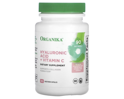 Organika, Hyaluronic Acid + Vitamin C, 90 Vegetarian Capsules Organika, Hyaluronic Acid + Vitamin C, 90 Vegetarian Capsules