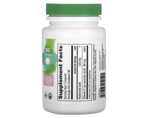 Organika, Hyaluronic Acid + Vitamin C, 90 Vegetarian Capsules Organika, Hyaluronic Acid + Vitamin C, 90 Vegetarian Capsules
