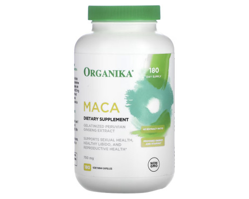 Organika, MACA, 750 mg, 180 Vegetarian Capsules