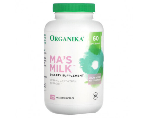 Женское здоровье Organika, MA's Milk, травяная поддержка лактации, 120 растительных капсул Женское здоровье Organika, MA's Milk, травяная поддержка лактации, 120 растительных капсул