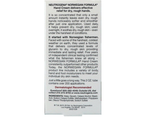 Neutrogena, Крем для рук, Без запаха, 2 унции (56 г) Neutrogena, Крем для рук, Без запаха, 2 унции (56 г)