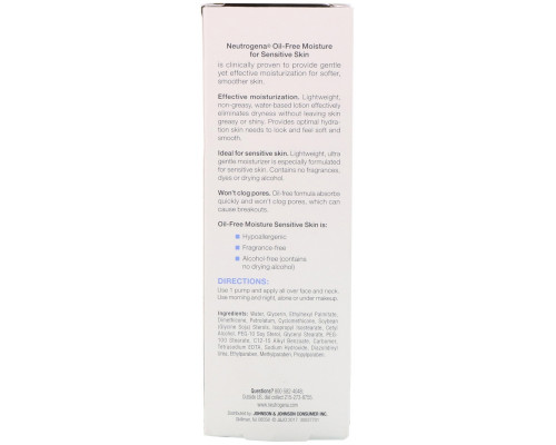 Neutrogena, Oil Free Moisture, Ultra-Gentle Facial Moisturizer, Sensitive Skin, 4 fl oz (118 ml) Neutrogena, Oil Free Moisture, Ultra-Gentle Facial Moisturizer, Sensitive Skin, 4 fl oz (118 ml)