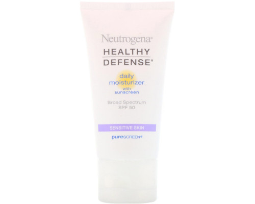 Neutrogena, Healthy Defense, Daily Moisturizer with Sunscreen, Broad Spectrum SPF 50, Sensitive Skin, 1.7 fl oz (50 ml) Neutrogena, Healthy Defense, Daily Moisturizer with Sunscreen, Broad Spectrum SPF 50, Sensitive Skin, 1.7 fl oz (50 ml)