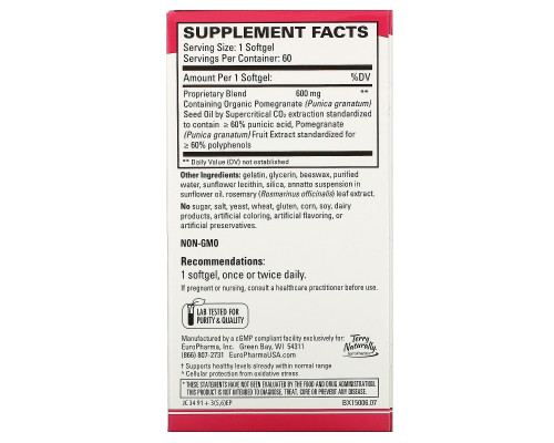 Terry Naturally, Pomegranate Seed Oil, 60 Softgels Terry Naturally, Pomegranate Seed Oil, 60 Softgels