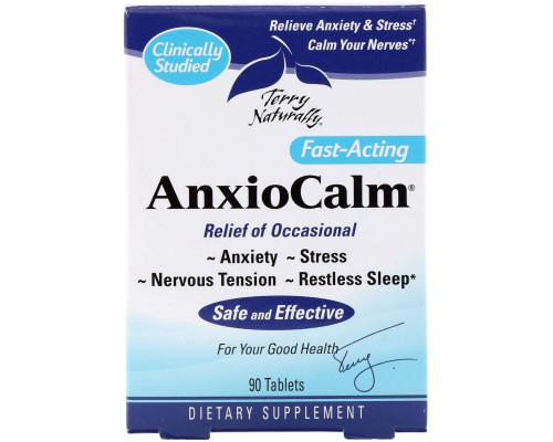 Terry Naturally, AnxioCalm, успокоительное средство, 90 таблеток Terry Naturally, AnxioCalm, успокоительное средство, 90 таблеток