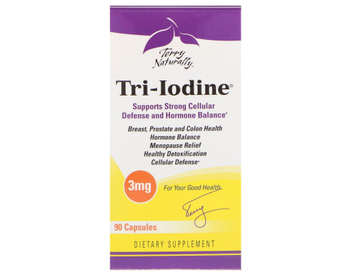 Terry Naturally, Tri-Iodine, 3 мг, 90 капсул Terry Naturally, Tri-Iodine, 3 мг, 90 капсул