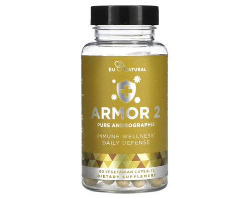 Аюрведа Eu Natural, Armor 2, чистый андрографис, 60 вегетарианских капсул Аюрведа Eu Natural, Armor 2, чистый андрографис, 60 вегетарианских капсул
