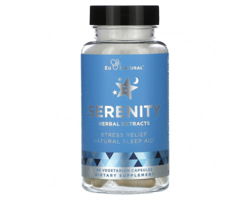 Растительные экстракты и настойки Eu Natural, Травяные экстракты Serenity, 60 вегетарианских капсул Растительные экстракты и настойки Eu Natural, Травяные экстракты Serenity, 60 вегетарианских капсул