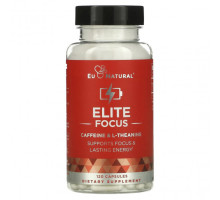 Аминокислоты Eu Natural, ELITE FOCUS, кофеин и L-теанин, 120 капсул