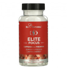 Аминокислоты Eu Natural, ELITE FOCUS, кофеин и L-теанин, 120 капсул