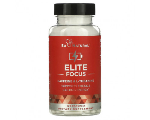 Аминокислоты Eu Natural, ELITE FOCUS, кофеин и L-теанин, 120 капсул Аминокислоты Eu Natural, ELITE FOCUS, кофеин и L-теанин, 120 капсул
