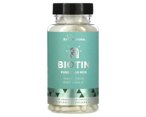 Eu Natural, Biotin, 5,000 mcg, 120 Vegetarian Capsules Eu Natural, Biotin, 5,000 mcg, 120 Vegetarian Capsules