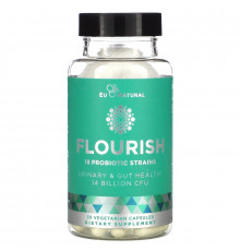 Eu Natural, FLOURISH, Probiotics Urinary & Gut Health, 14 Billion CFU, 30 Vegetarian Capsules