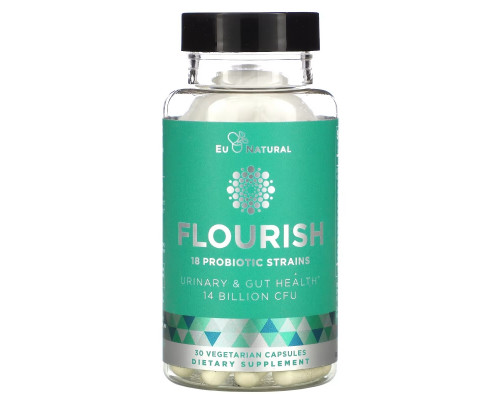 Eu Natural, FLOURISH, Probiotics Urinary & Gut Health, 14 Billion CFU, 30 Vegetarian Capsules Eu Natural, FLOURISH, Probiotics Urinary & Gut Health, 14 Billion CFU, 30 Vegetarian Capsules