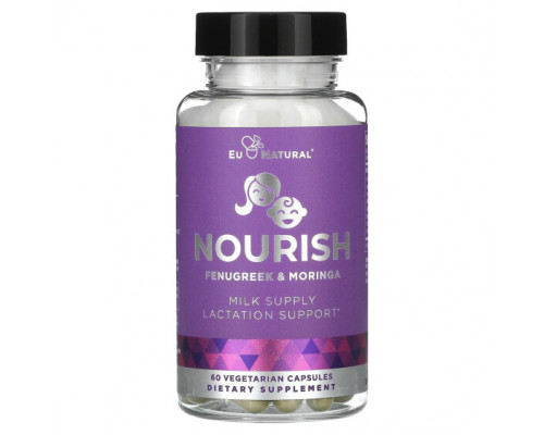 Суперфуды Eu Natural, Nourish, Fenugreek & Moringa, 60 Vegetarian Capsles Суперфуды Eu Natural, Nourish, Fenugreek & Moringa, 60 Vegetarian Capsles