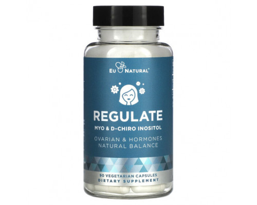Женское здоровье Eu Natural, Regulate, MYO и D-хиро инозитол, 90 вегетарианских капсул Женское здоровье Eu Natural, Regulate, MYO и D-хиро инозитол, 90 вегетарианских капсул