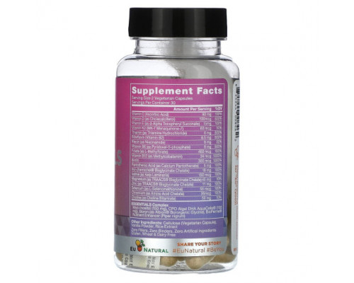 Женское здоровье Eu Natural, Essentials Daily-Multi Vitamin, 60 вегетарианских капсул Женское здоровье Eu Natural, Essentials Daily-Multi Vitamin, 60 вегетарианских капсул