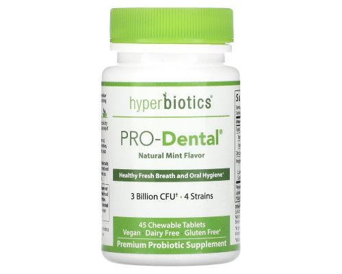 Hyperbiotics, PRO-Dental, Natural Mint Flavor, 45 Chewable Tablets Hyperbiotics, PRO-Dental, Natural Mint Flavor, 45 Chewable Tablets