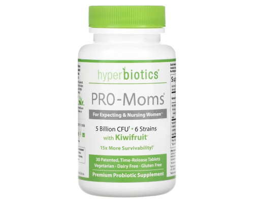 Hyperbiotics, PRO-Moms, Идеальный Пренатальный Пробиотик, 5 миллиардов CFU', 30 Таблеток Hyperbiotics, PRO-Moms, Идеальный Пренатальный Пробиотик, 5 миллиардов CFU', 30 Таблеток