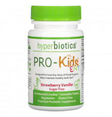 Hyperbiotics, Про-Детский ENT, Клубника Ваниль, Без Сахара, 45 Жевательных Таблеток