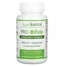 Hyperbiotics, "ПРО-бифидо", пробиотический поддерживающий препарат для людей старше 50 лет, 60 таблеток замедленного высвобождения