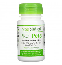 Hyperbiotics, Pro-Pets, пробиотики для собак и кошек, натуральная свинина, 3 млрд КОЕ, запатентовано 60, микро-жемчуг с замедленным высвобождением