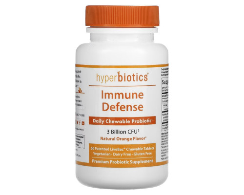 Hyperbiotics, Immune Defense, 3 Billion CFU, Natural Orange, 60 Chewable Tablets Hyperbiotics, Immune Defense, 3 Billion CFU, Natural Orange, 60 Chewable Tablets