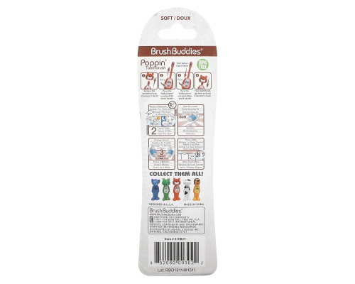 Brush Buddies, Poppin', Toothy Toby Tiger, Soft, 1 Toothbrush