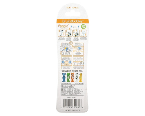 Brush Buddies, Poppin', Milky Wayne Cow, Soft, 1 Toothbrush Brush Buddies, Poppin', Milky Wayne Cow, Soft, 1 Toothbrush