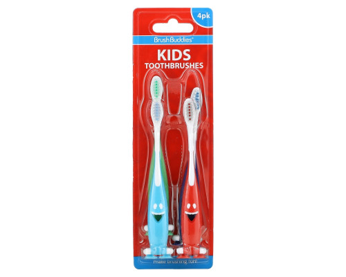 Brush Buddies, Smart Care, Kids Toothbrush, 4 Pack