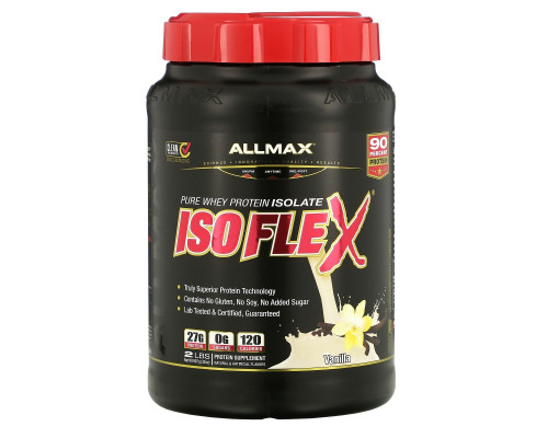 ALLMAX Nutrition, Изофлекс, Чистый Изолят Сывороточного Протеина, Ваниль, 2 фунта (907 г) ALLMAX Nutrition, Изофлекс, Чистый Изолят Сывороточного Протеина, Ваниль, 2 фунта (907 г)