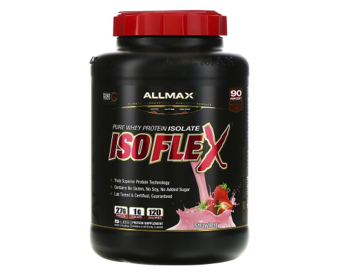 ALLMAX Nutrition, Изофлекс, Чистый Изолят Сывороточного Протеина, Клубника, 5 фунтов. (2.27 кг) ALLMAX Nutrition, Изофлекс, Чистый Изолят Сывороточного Протеина, Клубника, 5 фунтов. (2.27 кг)