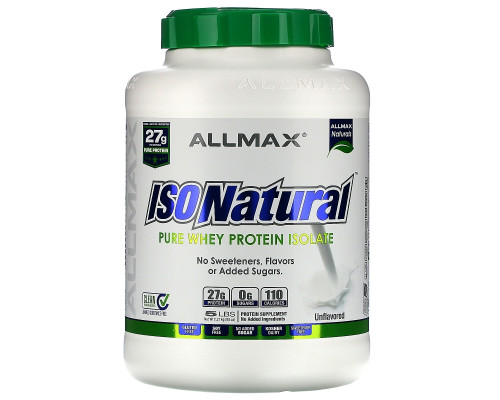ALLMAX Nutrition, IsoNatural, Чистый Изолят Сывороточного Протеина, Оригинальный, Без вкуса, 79 унции (2.25 кг)