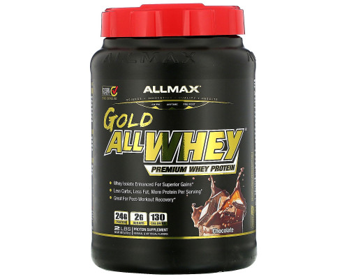ALLMAX Nutrition, AllWhey Золото, Премиум Изолят / Смесь Сывороточного Протеина, Шоколад, 2 фунта (907 г)