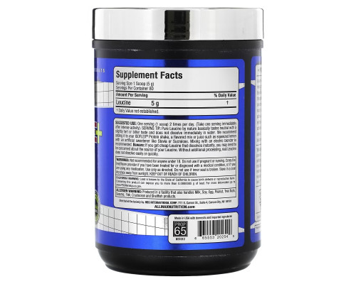 ALLMAX Nutrition, Leucine, 5000 mg, 14.1 oz (400 g) ALLMAX Nutrition, Leucine, 5000 mg, 14.1 oz (400 g)