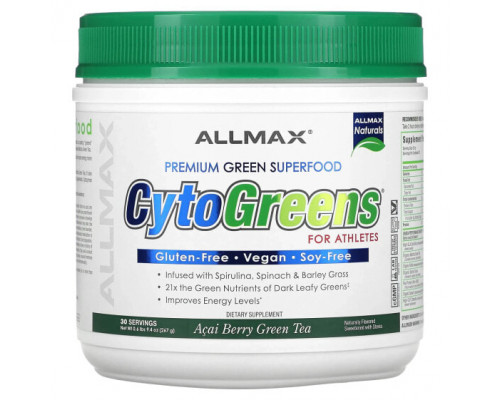 Суперфуды CytoGreens For Athletes, Acai Berry Green Tea, 0.6 lbs (267 g) Суперфуды CytoGreens For Athletes, Acai Berry Green Tea, 0.6 lbs (267 g)