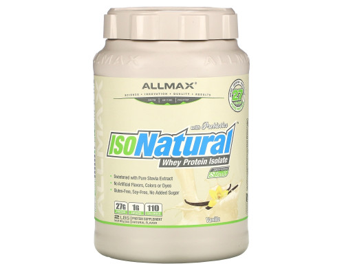 ALLMAX Nutrition, IsoNatural, Изолят Сывороточного Протеина, Ваниль, 2 фунта (907 г) ALLMAX Nutrition, IsoNatural, Изолят Сывороточного Протеина, Ваниль, 2 фунта (907 г)