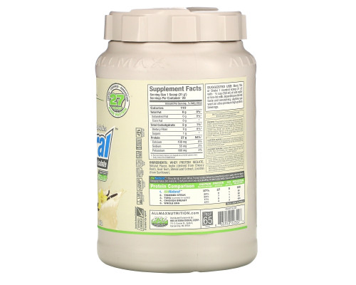 ALLMAX Nutrition, IsoNatural, Изолят Сывороточного Протеина, Ваниль, 2 фунта (907 г) ALLMAX Nutrition, IsoNatural, Изолят Сывороточного Протеина, Ваниль, 2 фунта (907 г)