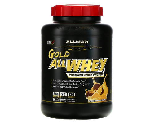 ALLMAX Nutrition, AllWhey Gold, Premium Isolate / Whey Protein Blend, Chocolate Peanut Butter, 5 lbs. (2.27 kg) ALLMAX Nutrition, AllWhey Gold, Premium Isolate / Whey Protein Blend, Chocolate Peanut Butter, 5 lbs. (2.27 kg)