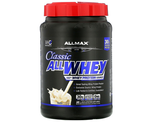 ALLMAX Nutrition, AllWhey Classic, Белковая Смесь с Изолятом Сывороточного Протеина, Французская Ваниль, 2 фунта ( 907 г) ALLMAX Nutrition, AllWhey Classic, Белковая Смесь с Изолятом Сывороточного Протеина, Французская Ваниль, 2 фунта ( 907 г)