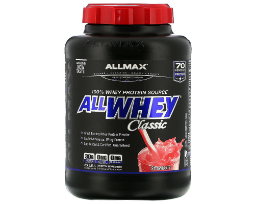 ALLMAX Nutrition, Классический Сывороточный Протеин, Смесь Чистого Сывороточного Протеина, Клубника, 5 фунтов (2.27 кг) ALLMAX Nutrition, Классический Сывороточный Протеин, Смесь Чистого Сывороточного Протеина, Клубника, 5 фунтов (2.27 кг)