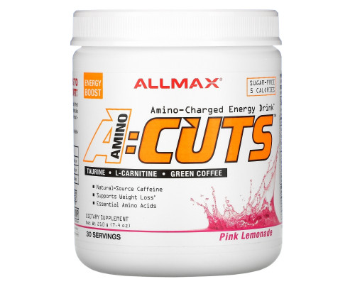 ALLMAX Nutrition, A:Cuts, Amino-Charged Energy Drink, Pink Lemonade, 7.4 oz (210 g) ALLMAX Nutrition, A:Cuts, Amino-Charged Energy Drink, Pink Lemonade, 7.4 oz (210 g)