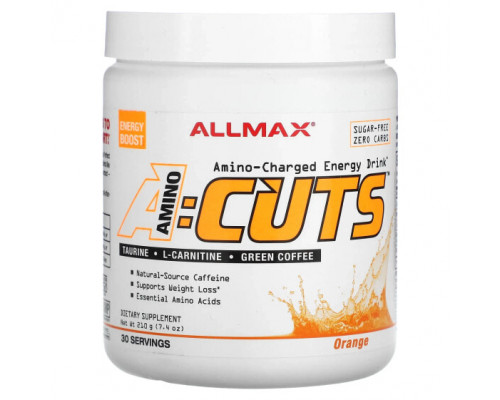 Для похудения и контроля веса ALLMAX, ACUTS, энергетический напиток с аминокислотами, апельсин, 210 г (7,4 унции) Для похудения и контроля веса ALLMAX, ACUTS, энергетический напиток с аминокислотами, апельсин, 210 г (7,4 унции)
