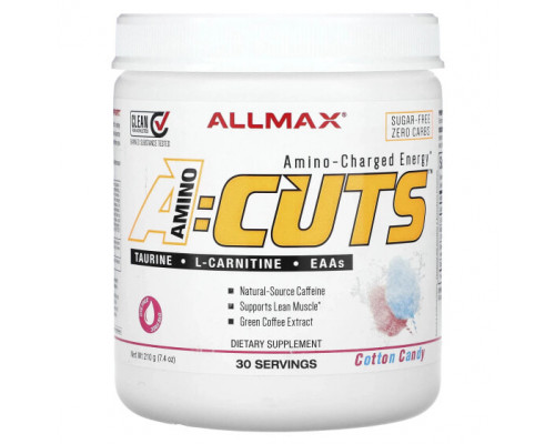 Для похудения и контроля веса ALLMAX, ACUTS, аминокислотная энергия, со вкусом сладкой ваты, 210 г (7,4 унции) Для похудения и контроля веса ALLMAX, ACUTS, аминокислотная энергия, со вкусом сладкой ваты, 210 г (7,4 унции)